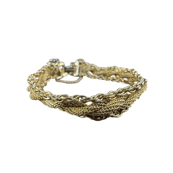 Gold Tone & Silver Tone Multi-Strand Braided Chain Bracelet Adjustable Rope Desi - Picture 3 of 5